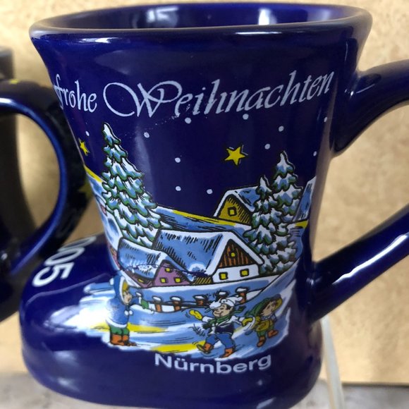 Koessinger AG Mug Boot Schierling Christmas Festive Blue Germany Lot 2 New - Picture 7 of 10
